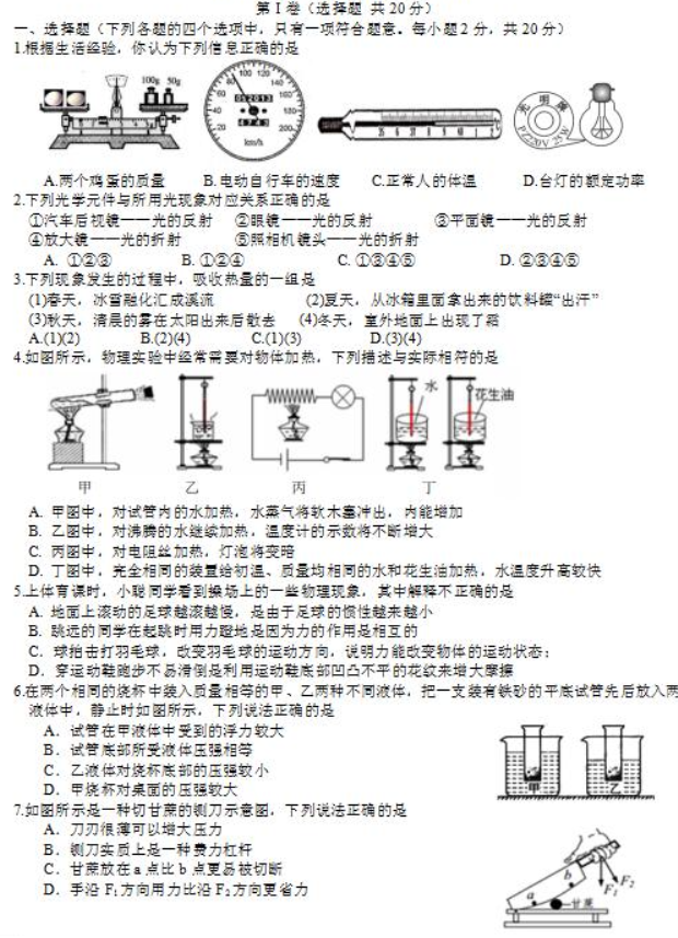 2023华南师范大学附属中学中考物理模拟试题